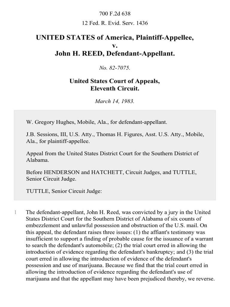 United States v. John H. Reed, 700 F.2d 638, 11th Cir. (1983) | PDF ...