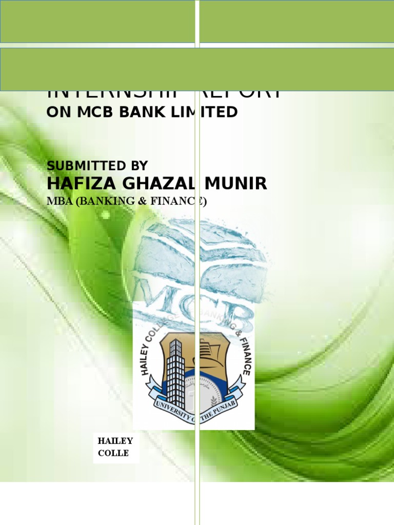 Internship Report On MCB Transaction Account Debit Card Free 30