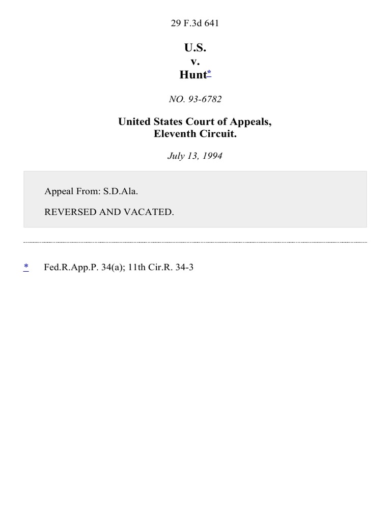 United States v. Hunt, 29 F.3d 641, 11th Cir. (1994) PDF