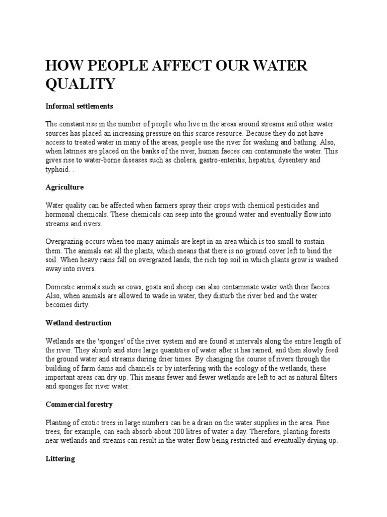 Impact of Human Activities on Water Quality | PDF | Wetland | River