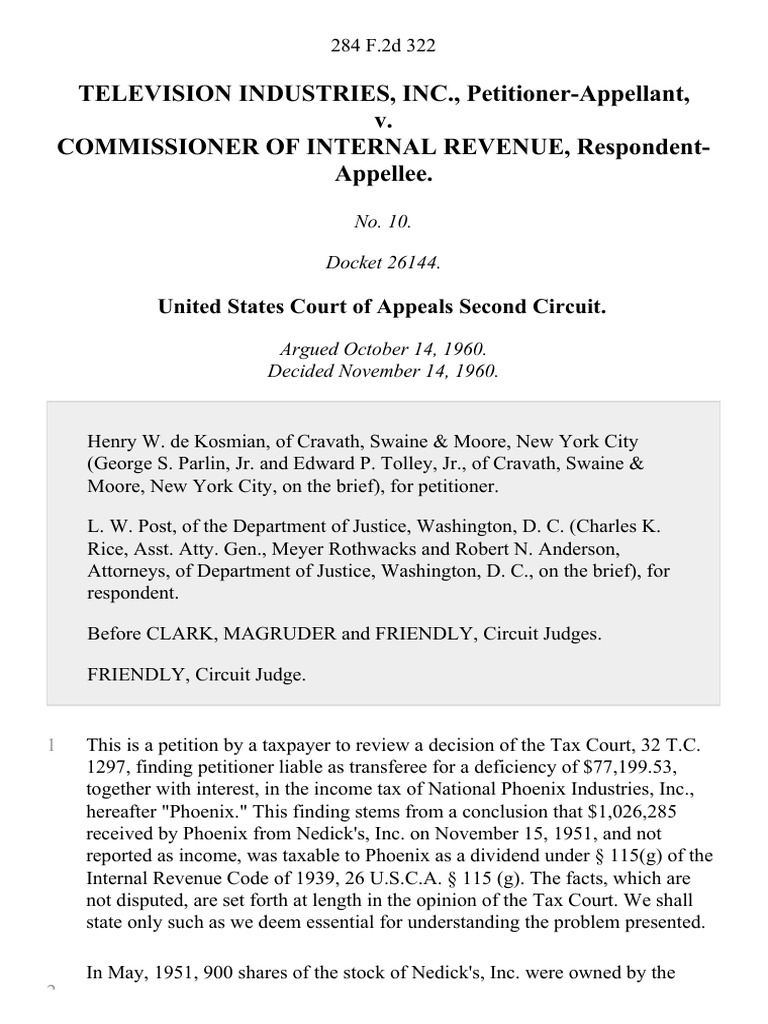 Television Industries, Inc. v. Commissioner of Internal Revenue, 284 F