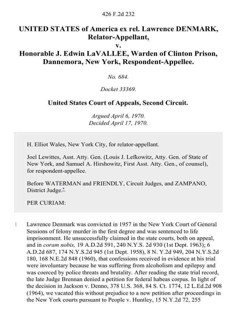 United States of America Ex Rel. Lawrence Denmark, RelatorAppellant v