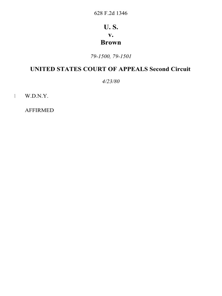 United States v. Brown, 628 F.2d 1346, 2d Cir. (1980) PDF