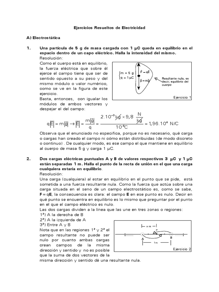 Ejercicios de Electricidad Resueltos | PDF | Resistencia Eléctrica y ...