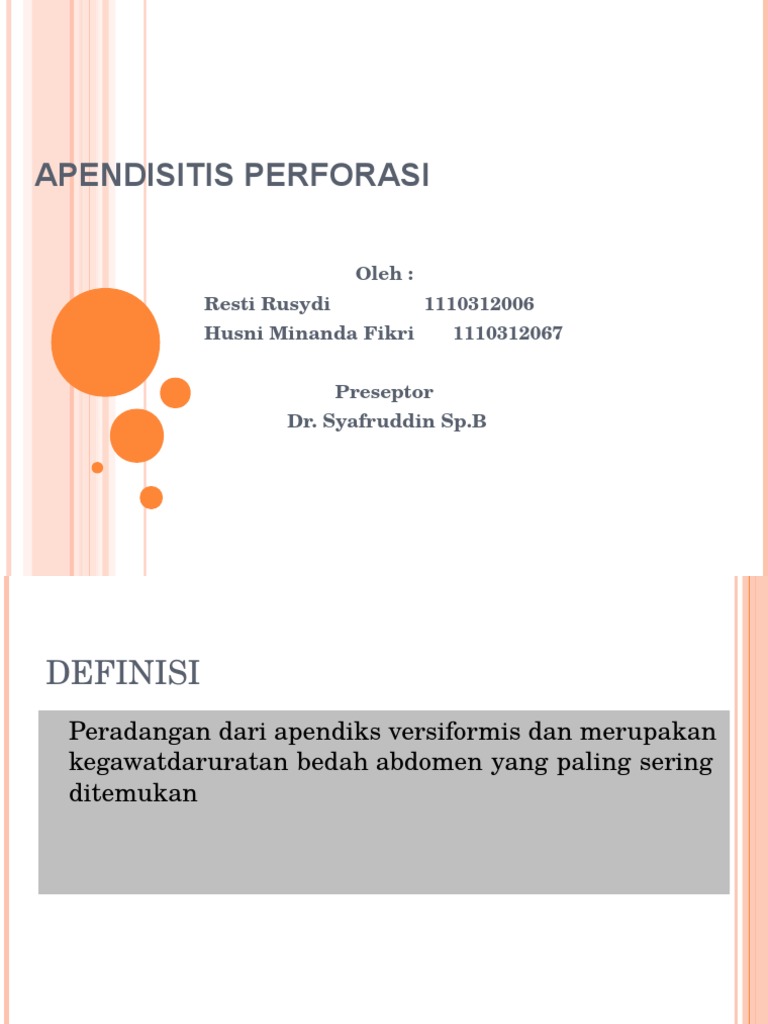 Apendisitis Perforasi | PDF | Sains & Matematika