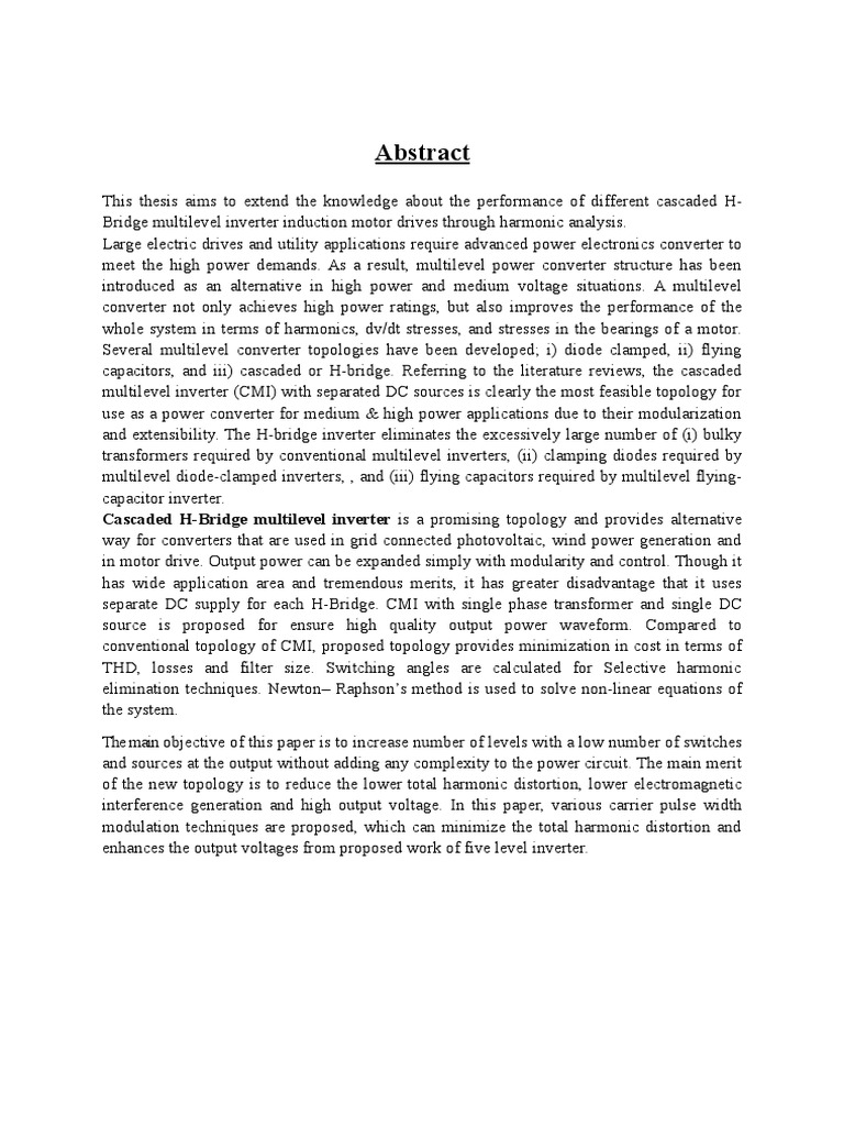 Abstract For Multi-Level Inverter | PDF | Power Inverter | Force