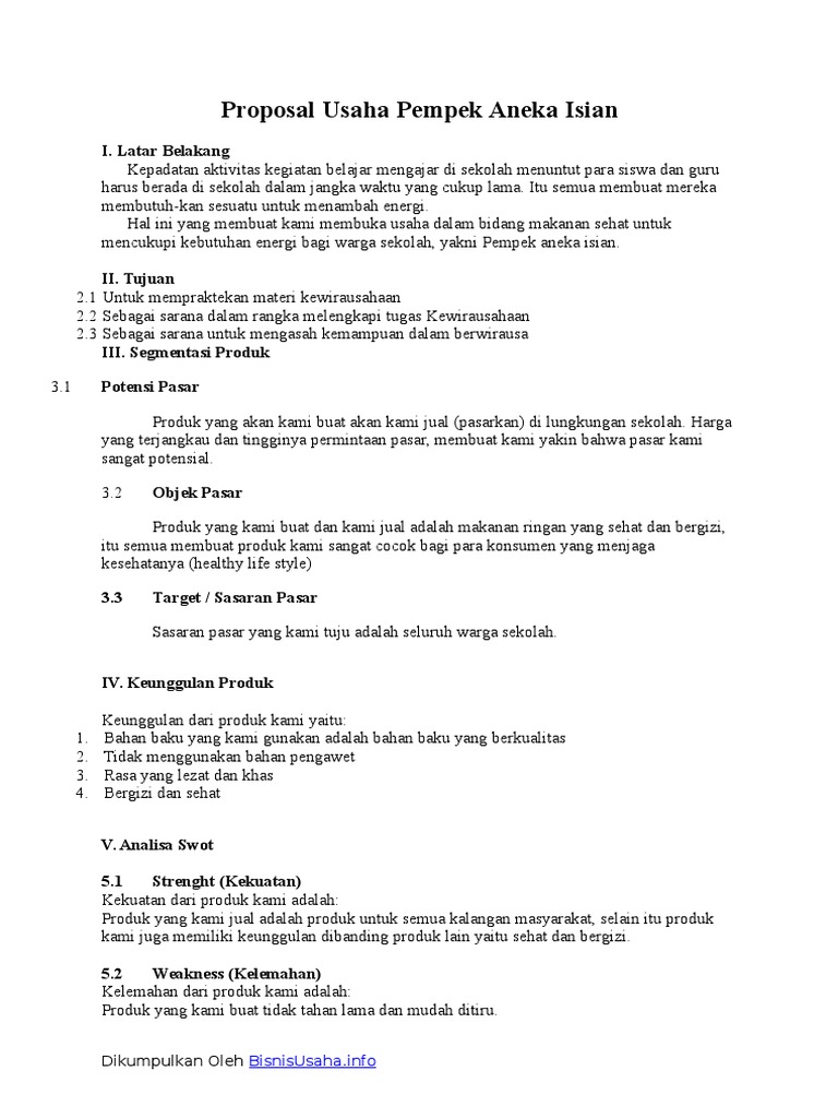 Proposal Usaha Pempek