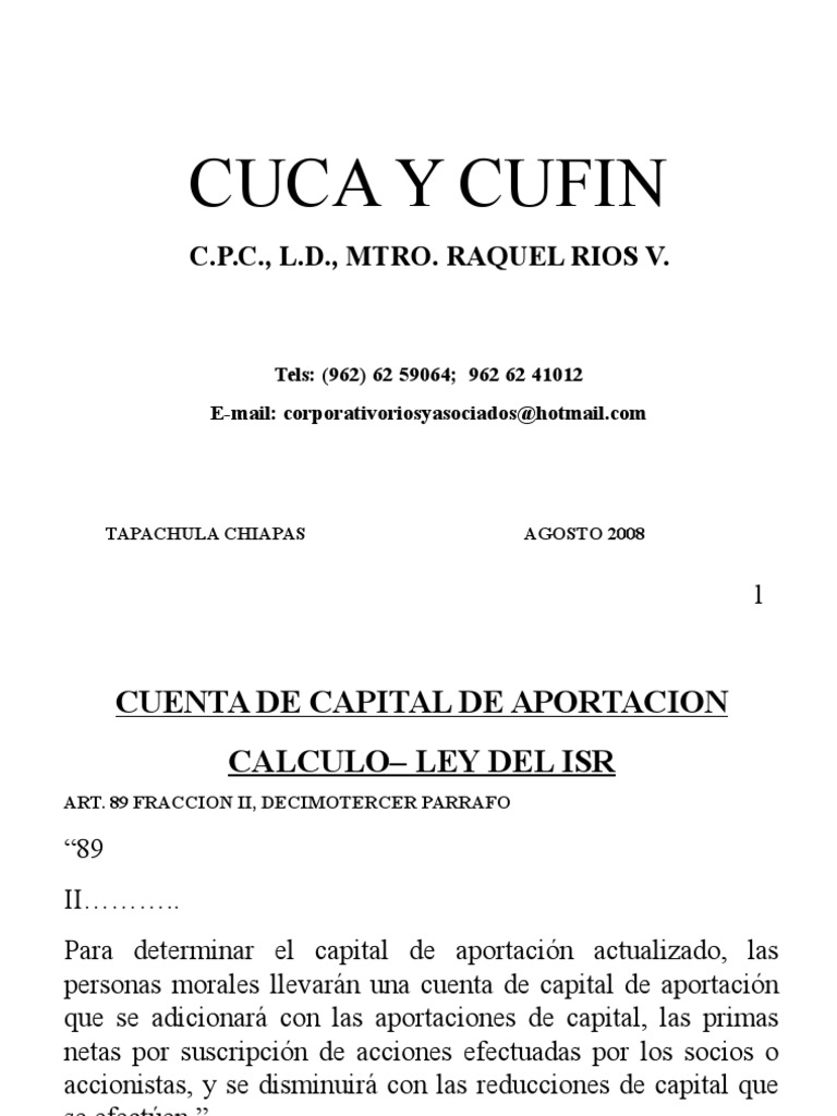 Cuca - Cufin Reducción Capital Fiscal | PDF | Impuesto sobre la renta ...