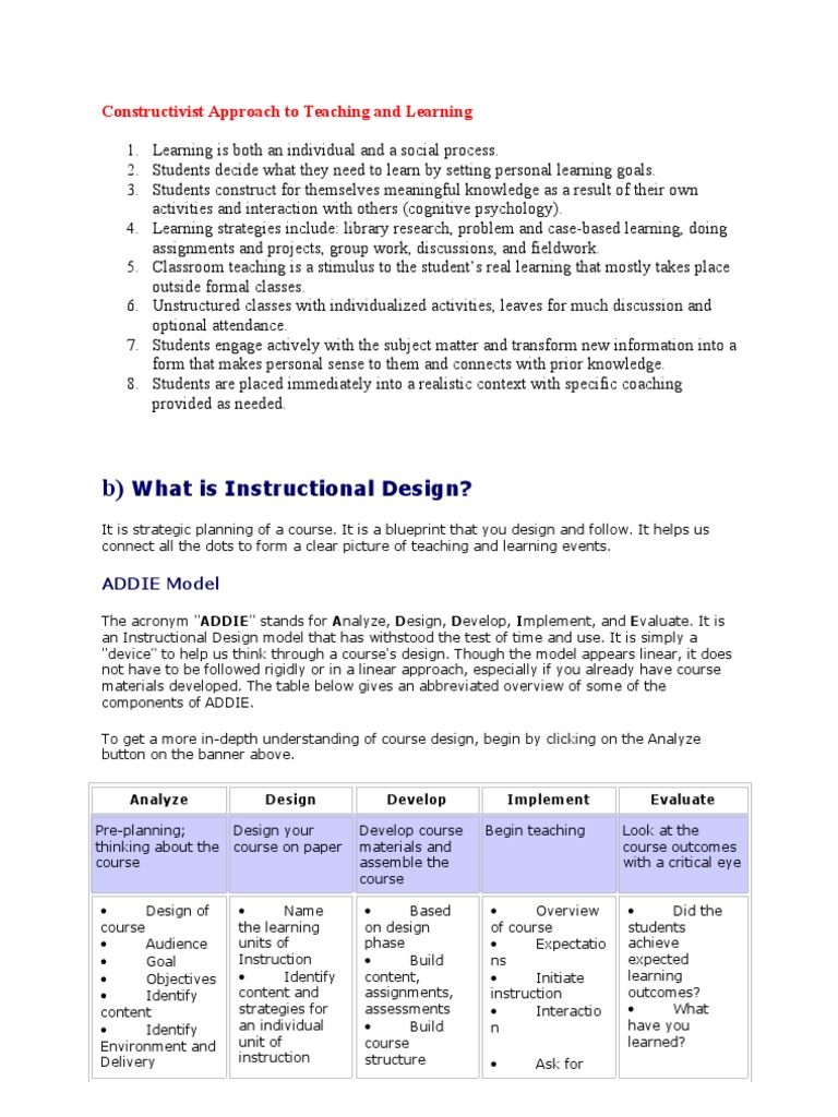 Constructivist Approach To Teaching And Learning Pdf Instructional
