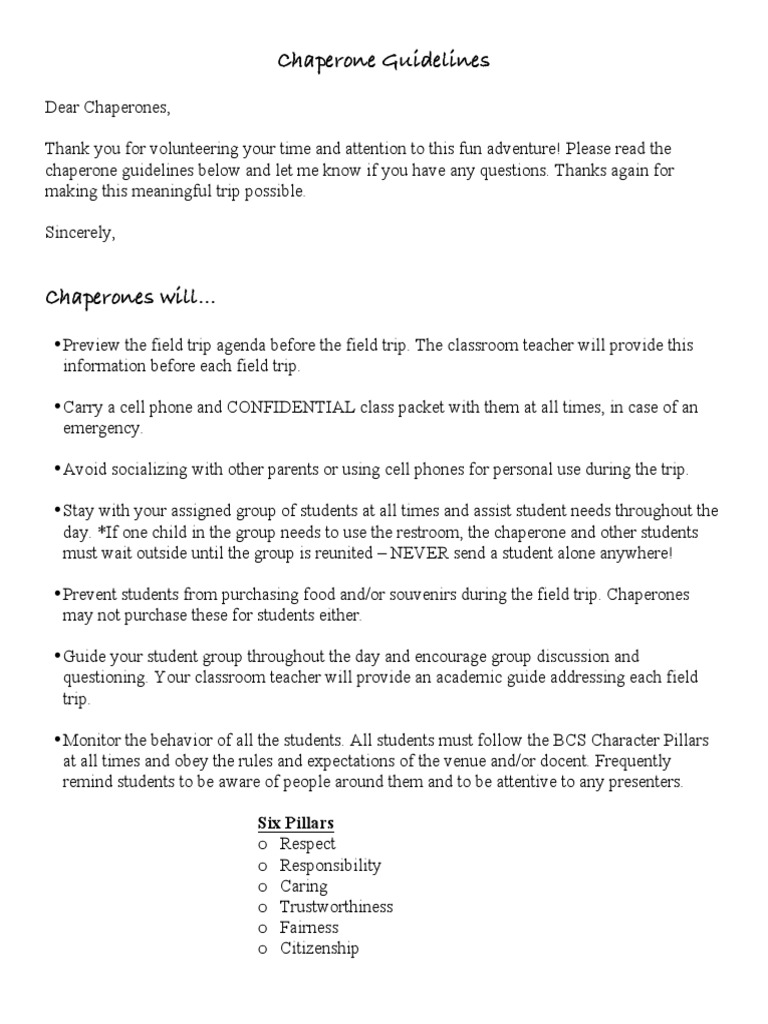 Chaperone Guidelines | PDF | Wellness