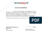 Acta de Entrega de Ambiente Asignado Para Almacen de Unidad Proyectos