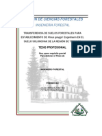 Transferencia de Suelos Forestales Para Establecimiento de Pinus Greggii en El Suelo de La Región de Texcoco