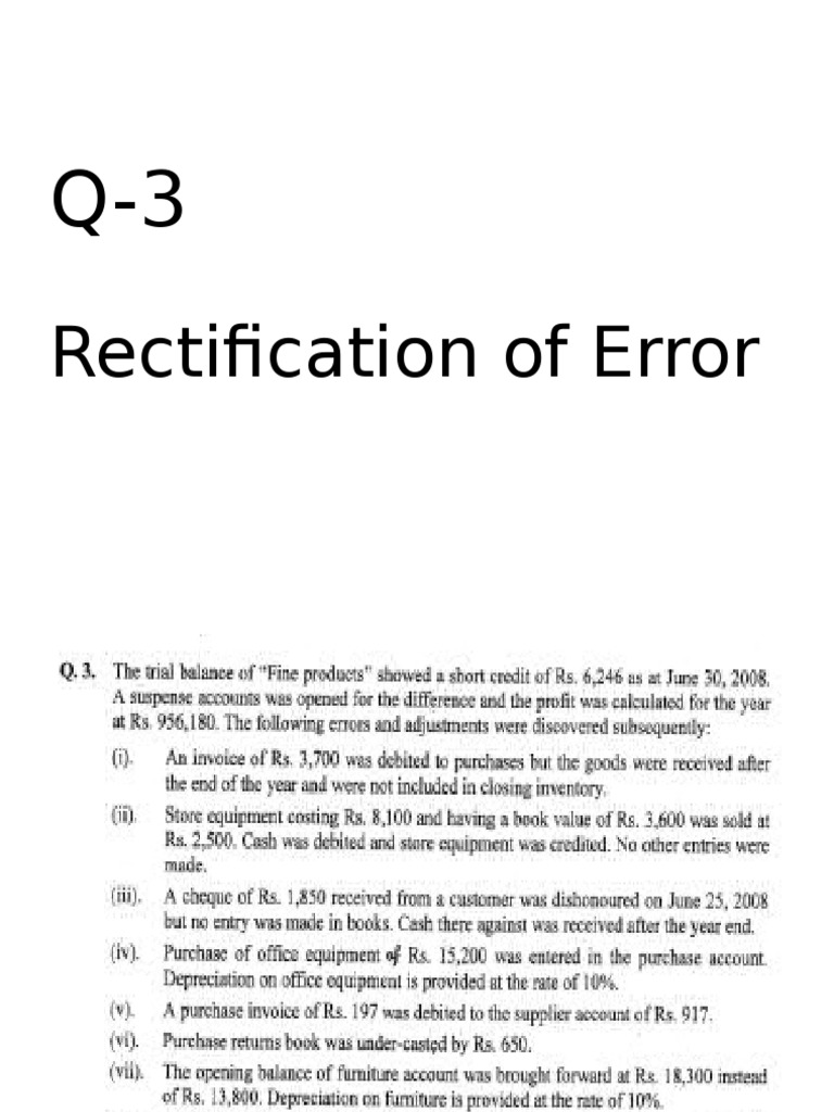 Error Rectification in Accounts | PDF