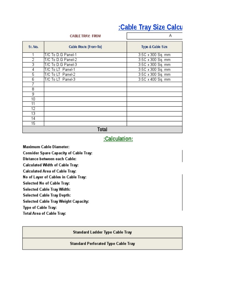 Cable Tray Size Calculation Guide | PDF