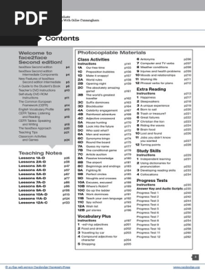 Face2face2 Intermediate Teachers Book With DVD Table Of Contents.