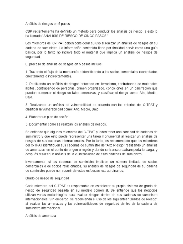 Análisis De Riesgos En 5 Pasos Pdf La Seguridad Vulnerabilidad