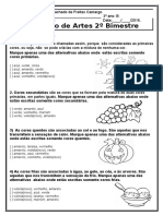 Prova de Artes 3º Ano 2º Bimestre