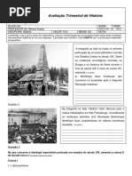 Avaliação Trimestral de História 8 Serie Oct