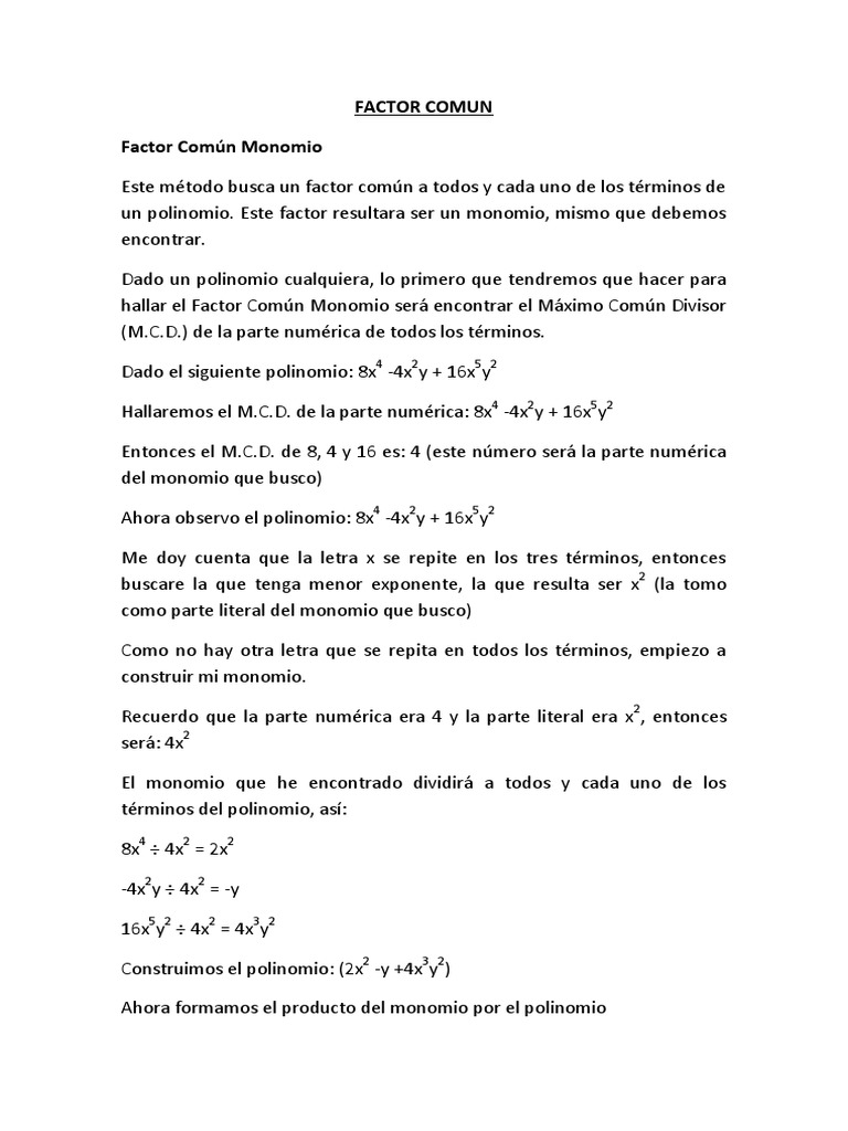 Factor Comun | PDF | Finanzas y dinero | Métodos y materiales de enseñanza