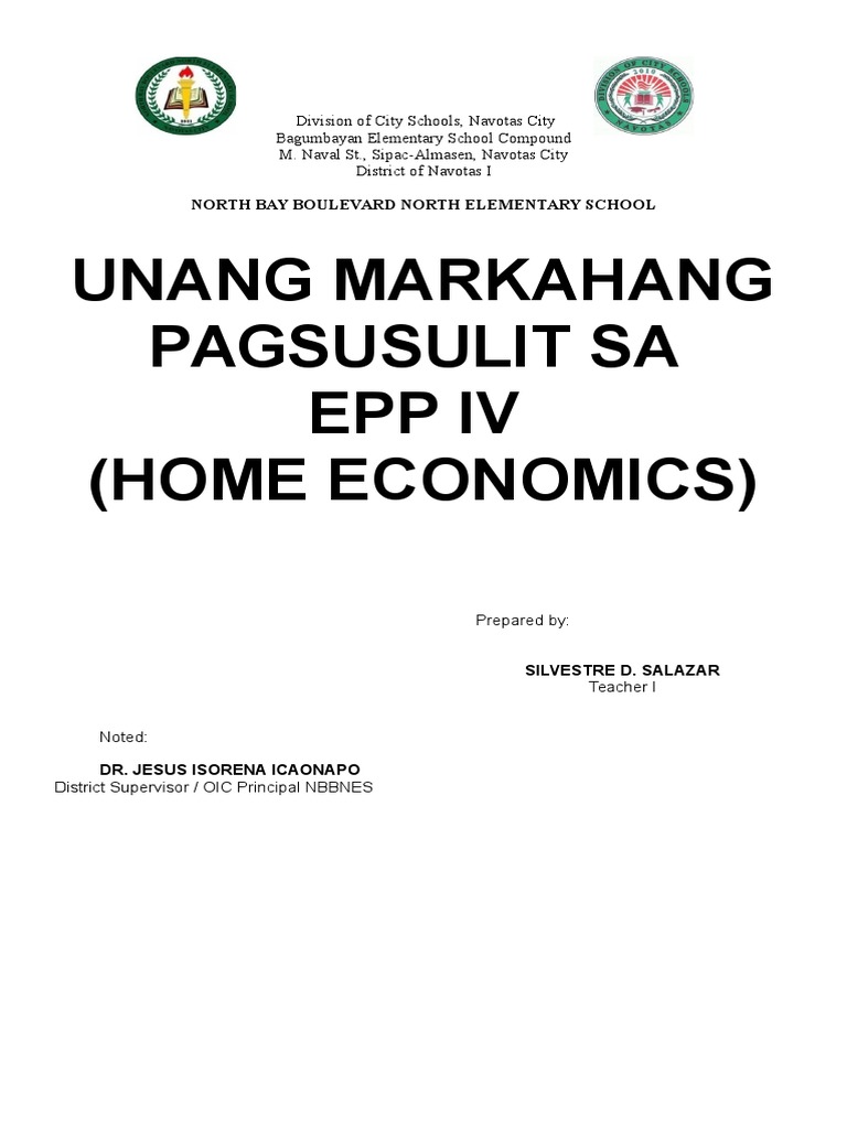 1st periodical test in epp iv home economics