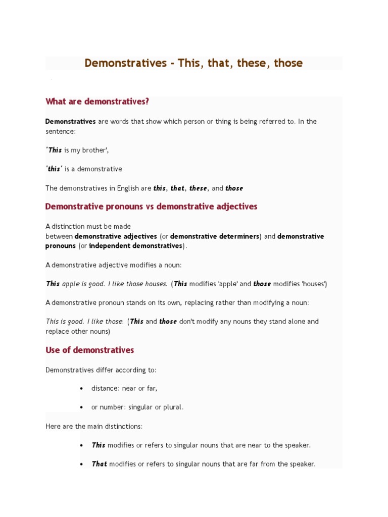 Demonstratives - This, That, These, Those | PDF | Foreign Language ...