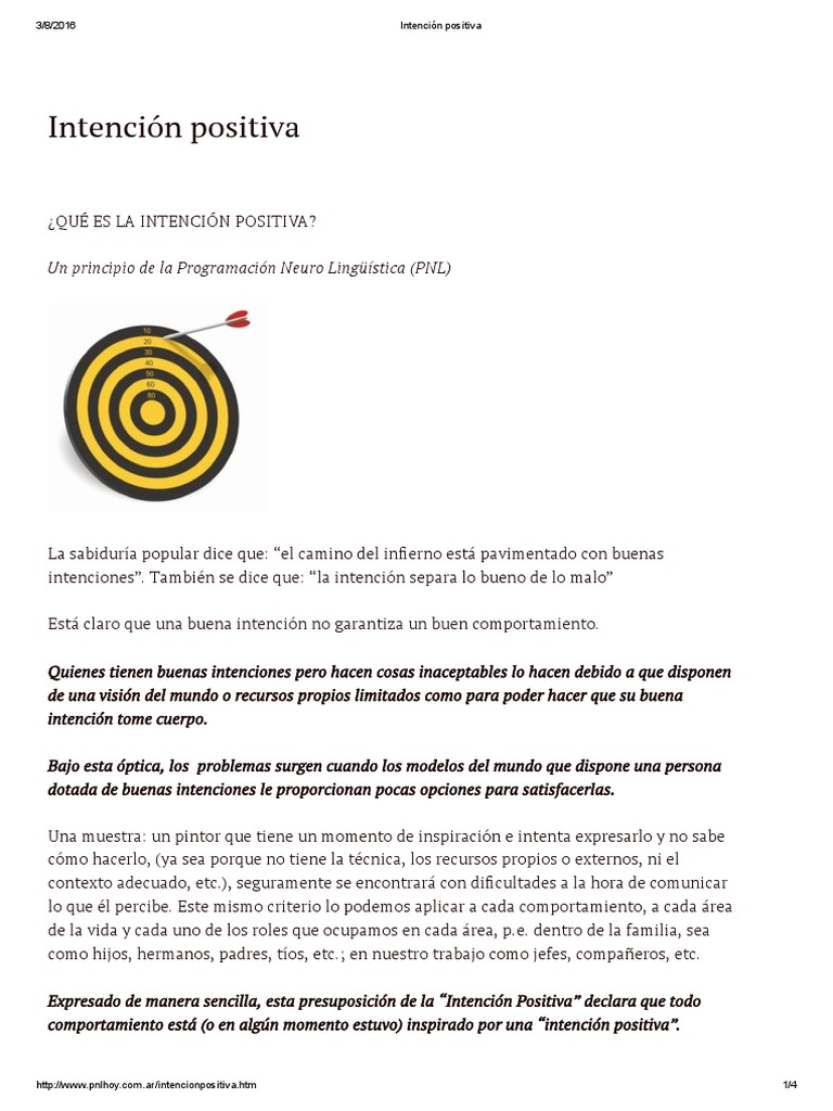 La Intención Positiva | PDF | Comportamiento | Conocimiento