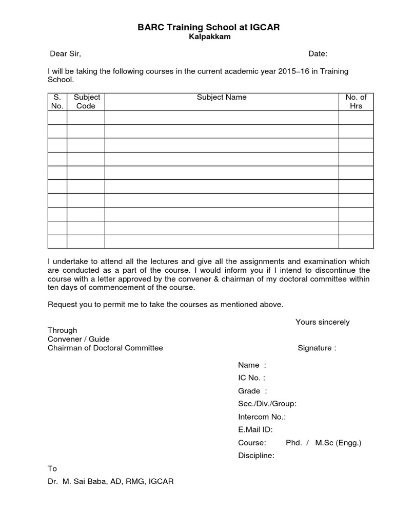 BARC Training School Course Enrollment | PDF | Business