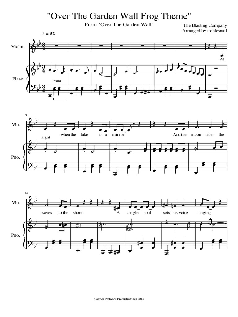 Over The Garden Wall Frog Theme (Piano and Violin) PDF