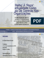 Do Relho À Reza a Espiritualidade Como Estratégia de Controle Nas Organizaçõe