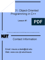 CIS601: Object-Oriented Programming in C++: Lesson #1