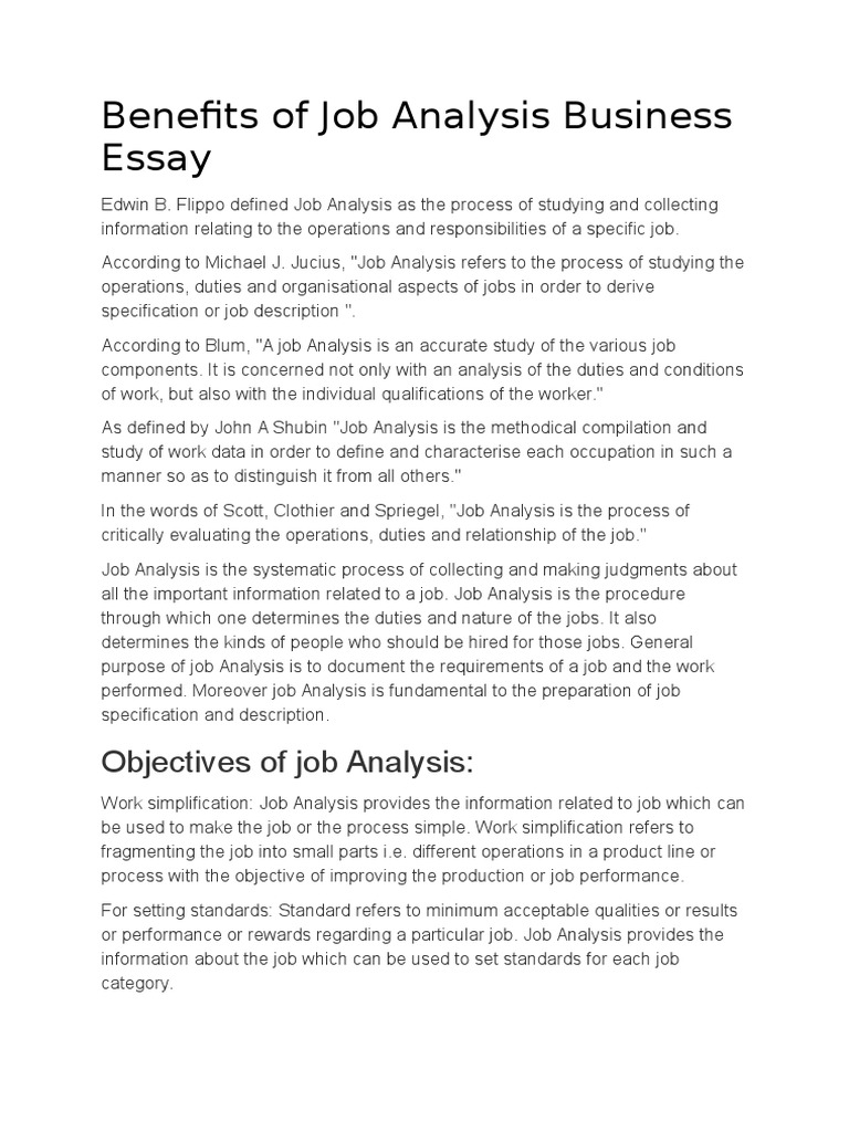 essay about jobs and business