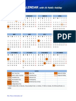 2016 Year Calendar With US Public Holiday
