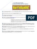 Fry 1000 Instant Words Links Info and Website