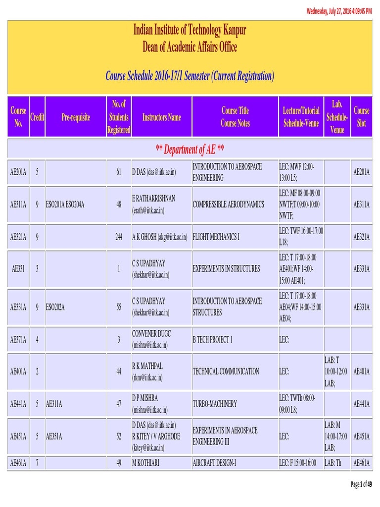 Course Schedule2016171 | PDF