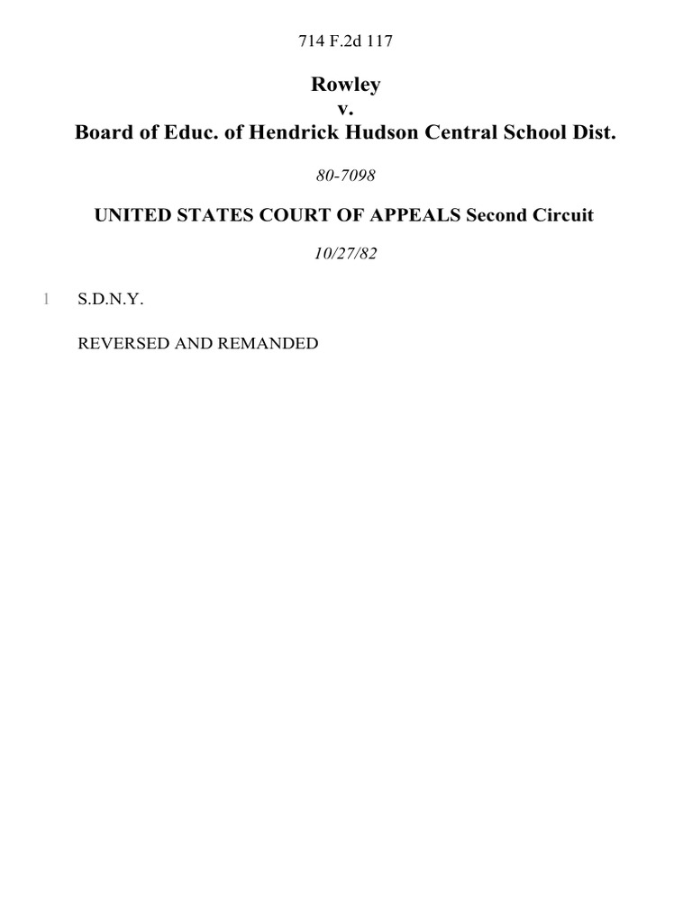 Rowley v. Board of Educ. of Hendrick Hudson Central School Dist, 714 F