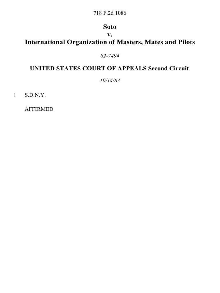 Soto v. International Organization of Masters, Mates and Pilots, 718 F