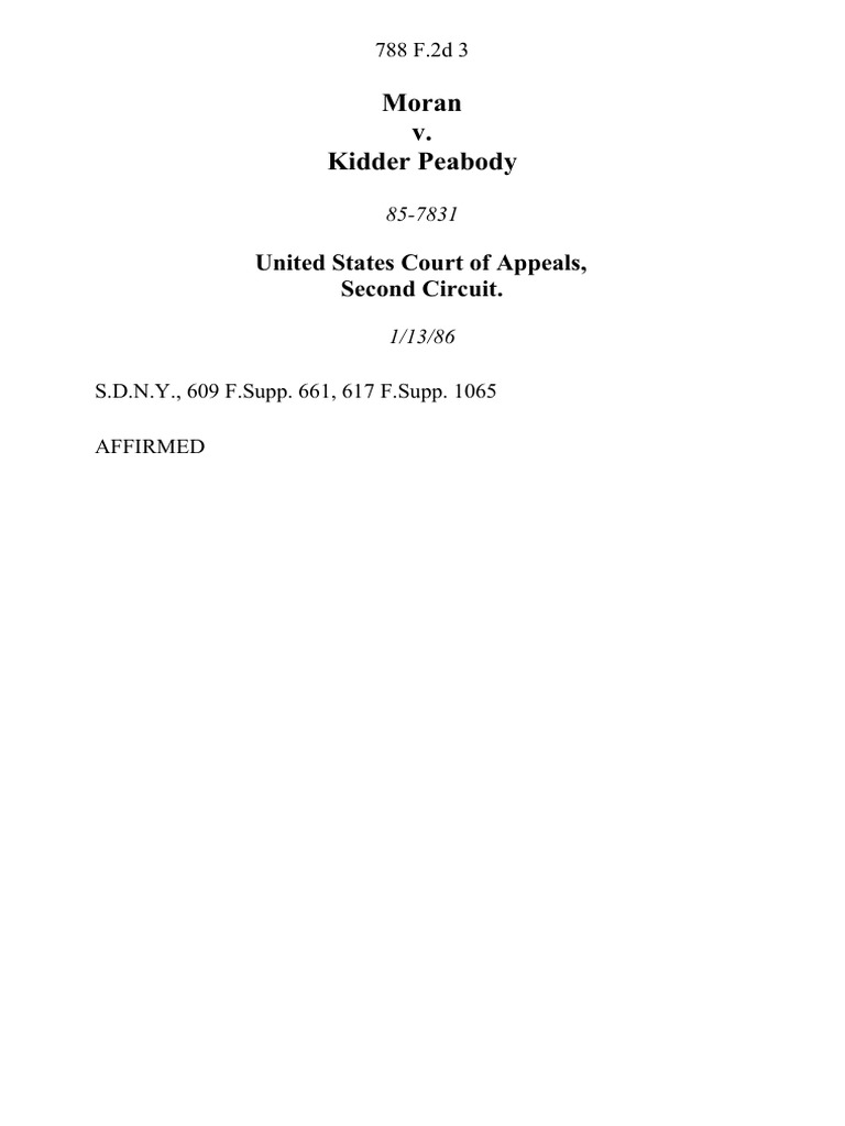 Moran v. Kidder Peabody, 788 F.2d 3, 2d Cir. (1986) PDF