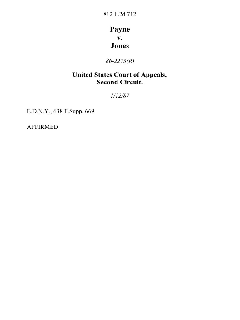 Payne v. Jones, 812 F.2d 712, 2d Cir. (1987) PDF