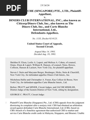 Carte Blanche Singapore Pte Ltd V Diners Club International