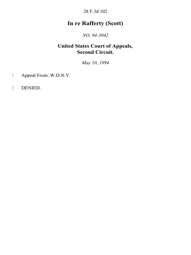In Re Rafferty (Scott), 28 F.3d 102, 2d Cir. (1994) | PDF