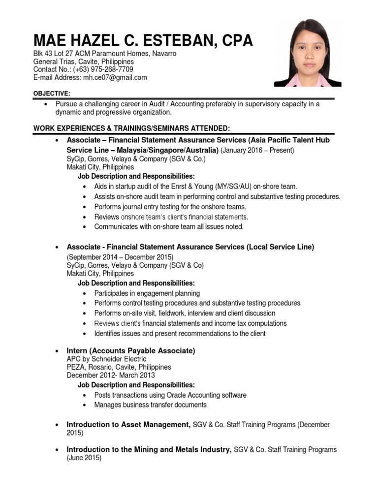 Mae Hazel C Esteban Resume Pdf Accounting Business