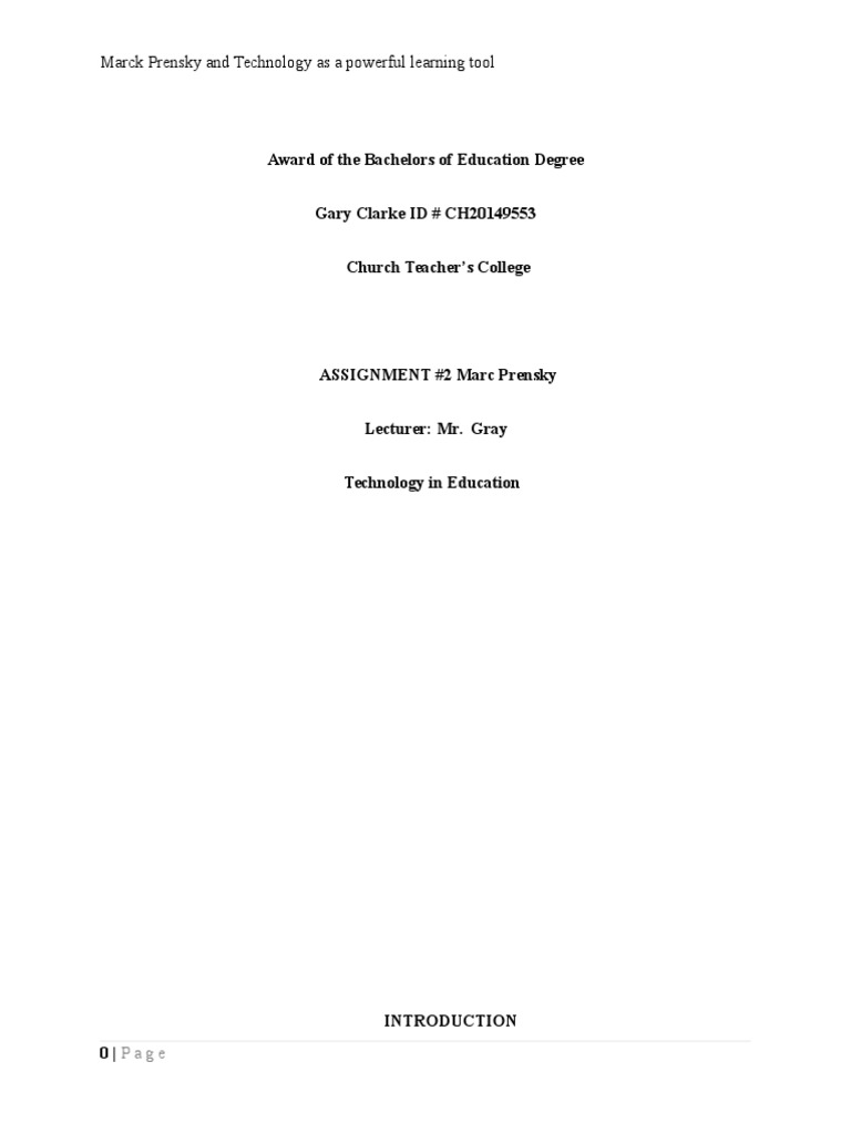 Technology Assignment | PDF | Curriculum | Educational Assessment
