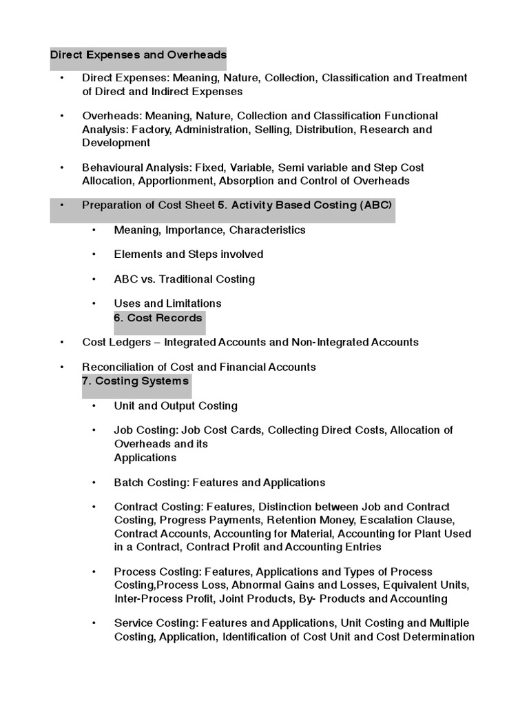 Direct Expenses and Overheads Guide | PDF | Career & Growth | Business
