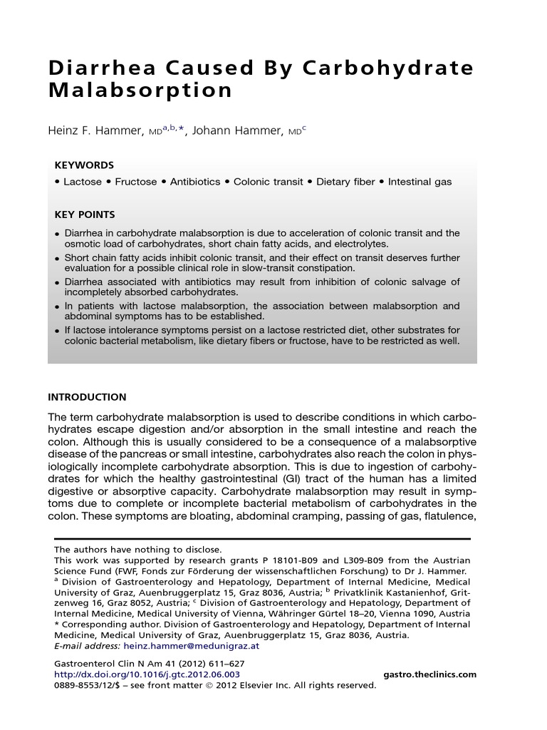 Diarrhea Caused by Carbohydrate Malabsorption (2012) Fructose Large