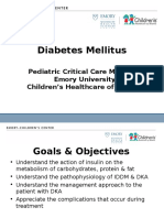 Diabetes Mellitus: Pediatric Critical Care Medicine Emory University Children's Healthcare of Atlanta