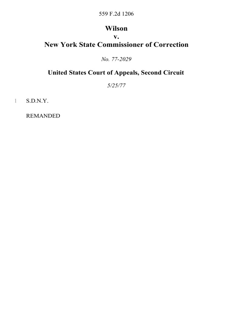 Wilson v. New York State Commissioner of Correction, 559 F.2d 1206, 2d