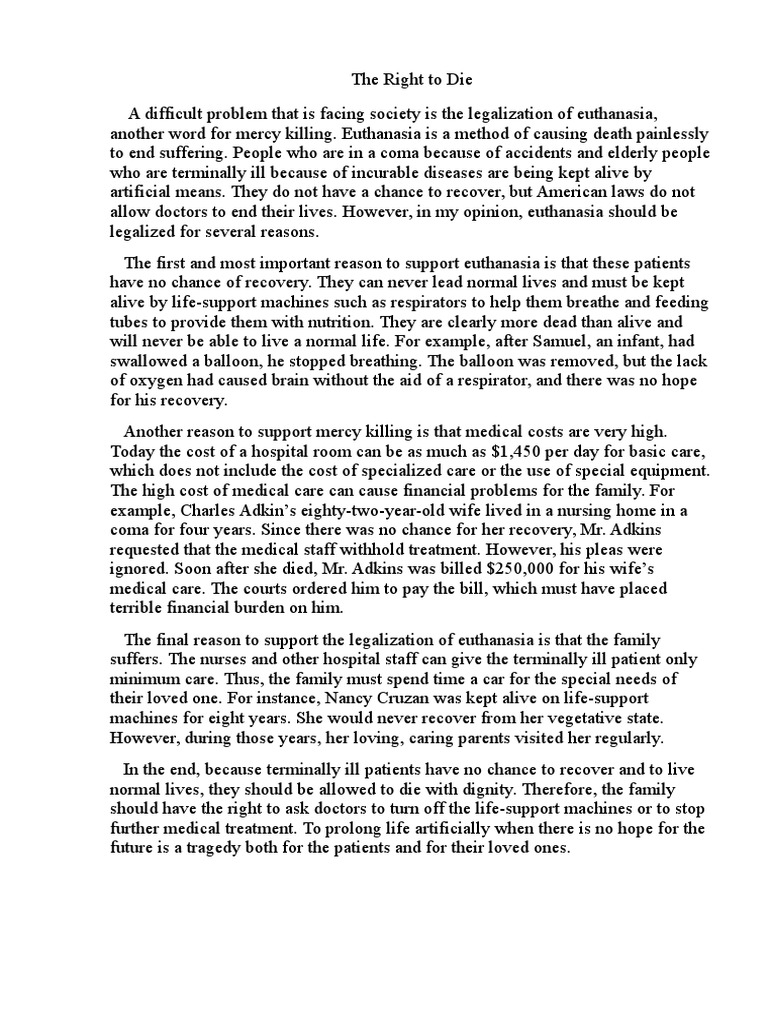 ≡Essays on Right to Die. Free Examples of Research Paper Topics, Titles GradesFixer