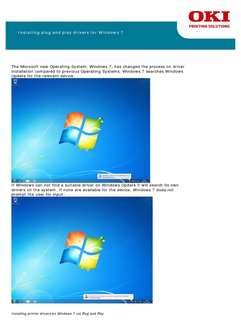 Installing Printer Drivers On Windows 7 Via Plug and Play tcm3104947