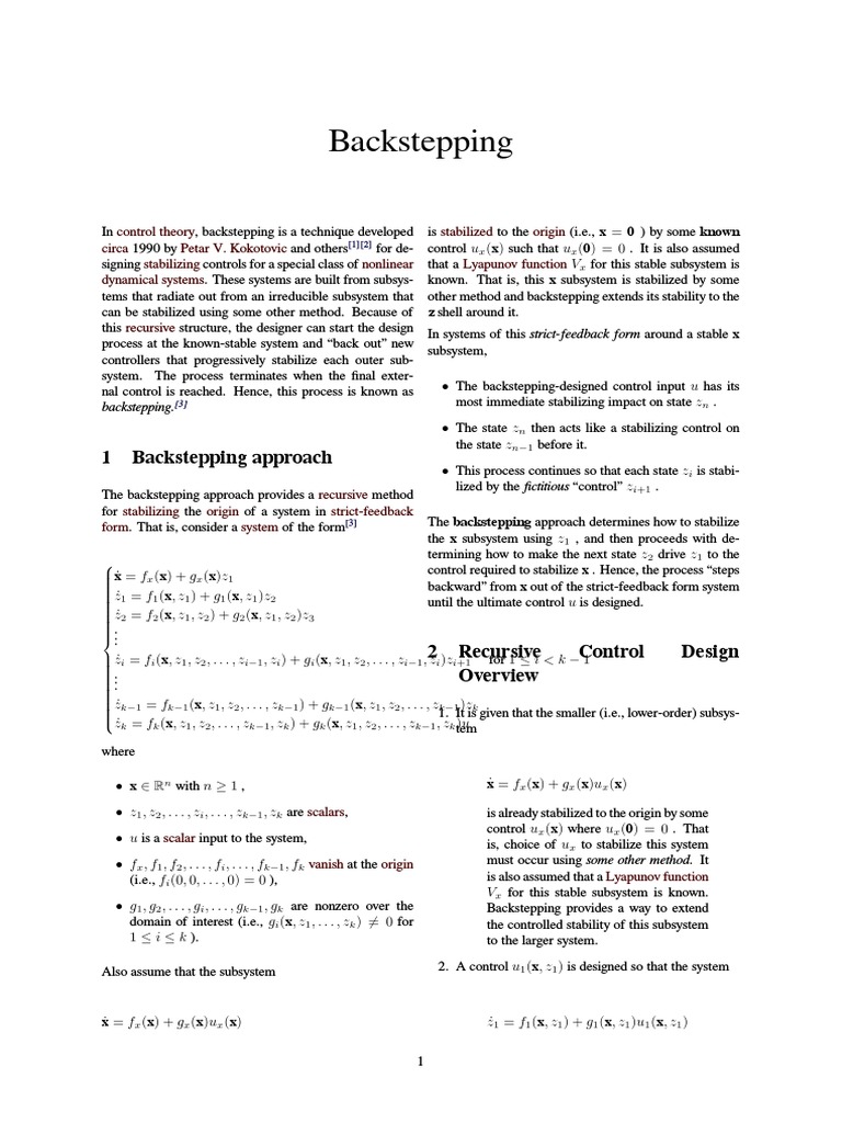 Backstepping Control for Nonlinear Systems | PDF | Control Theory ...