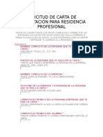 Solicitud de Carta de Presentación Para Residencia Profesional